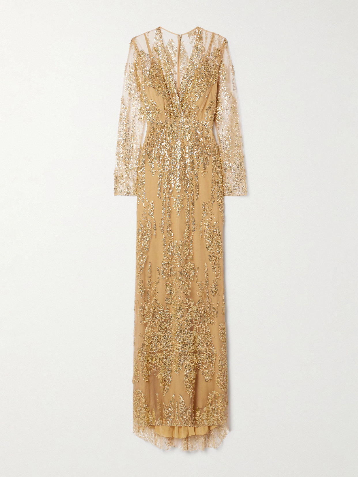 Zuhair Murad Wrap-effect Embellished Tulle Gown In Gold