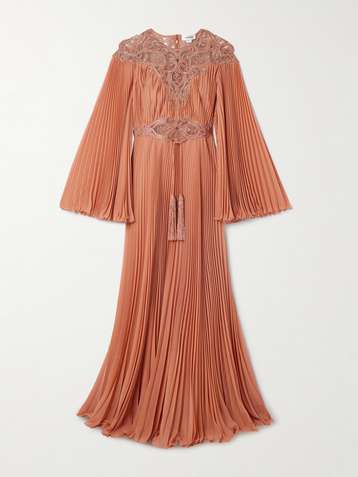 zuhair murad bead embroidered tea length dress