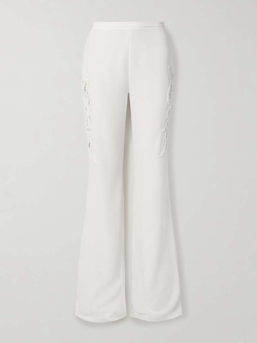 Zuhair Murad Embellished Cady Flared Pants