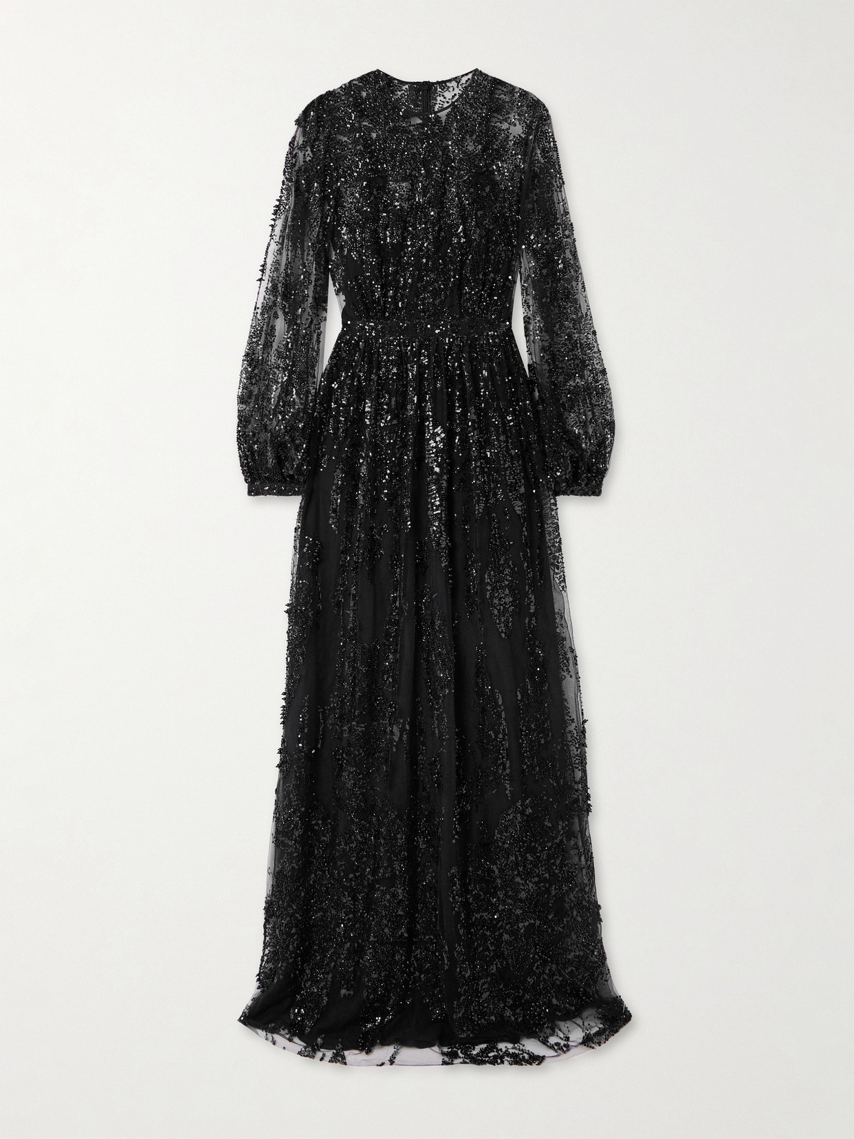 Zuhair Murad Bead And Sequin-embellished Tulle Gown In Black