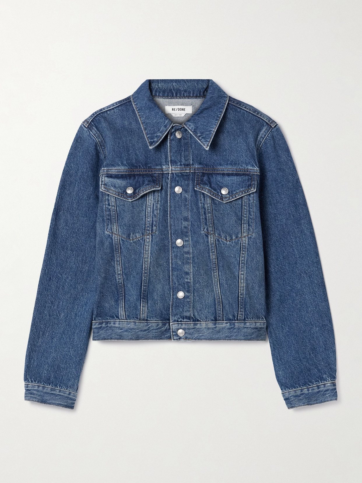 Re/done Baby Trucker Denim Jacket In Blue