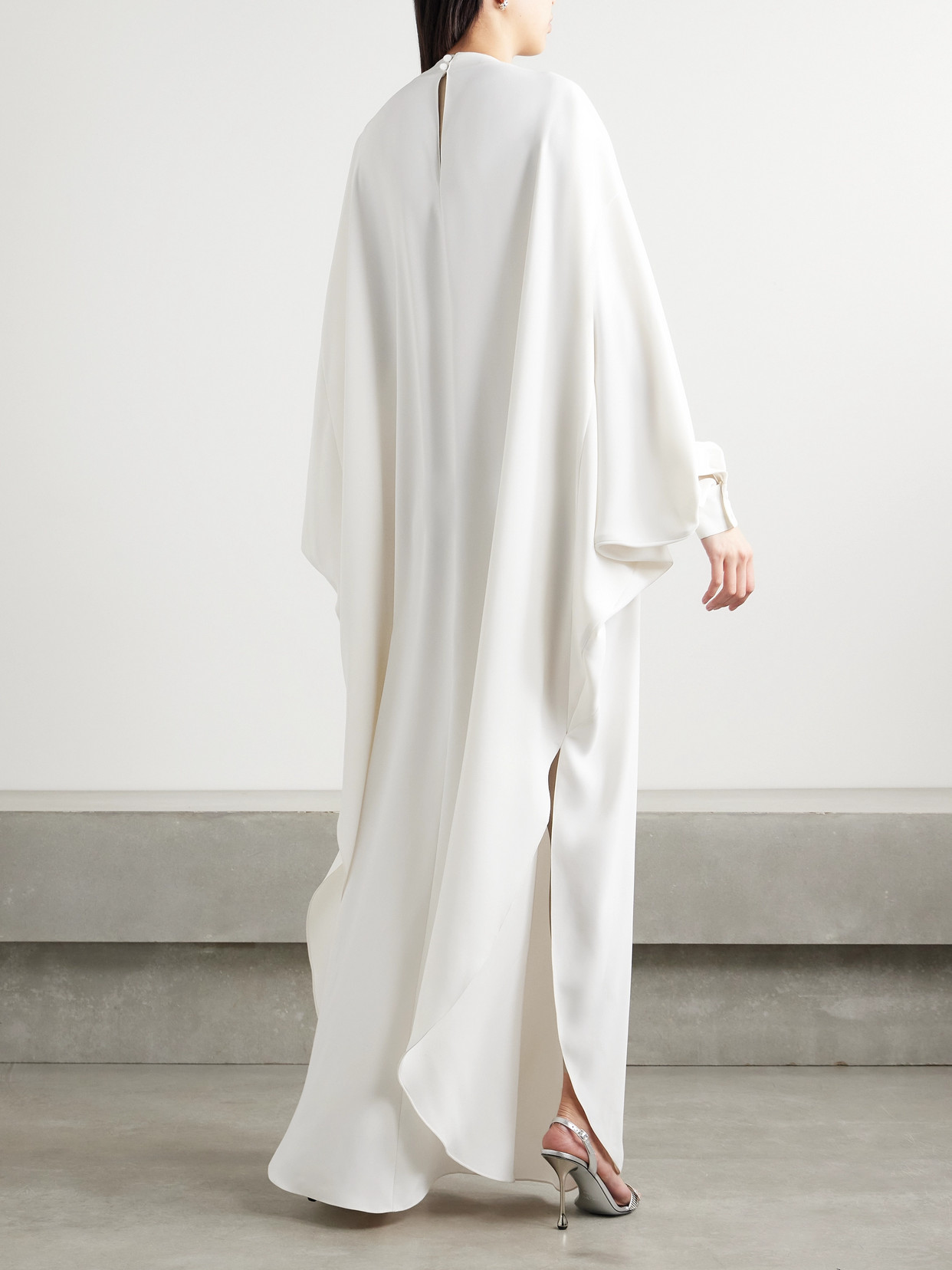 Zuhair Murad Draped Crystal-embellished Cady Gown In White