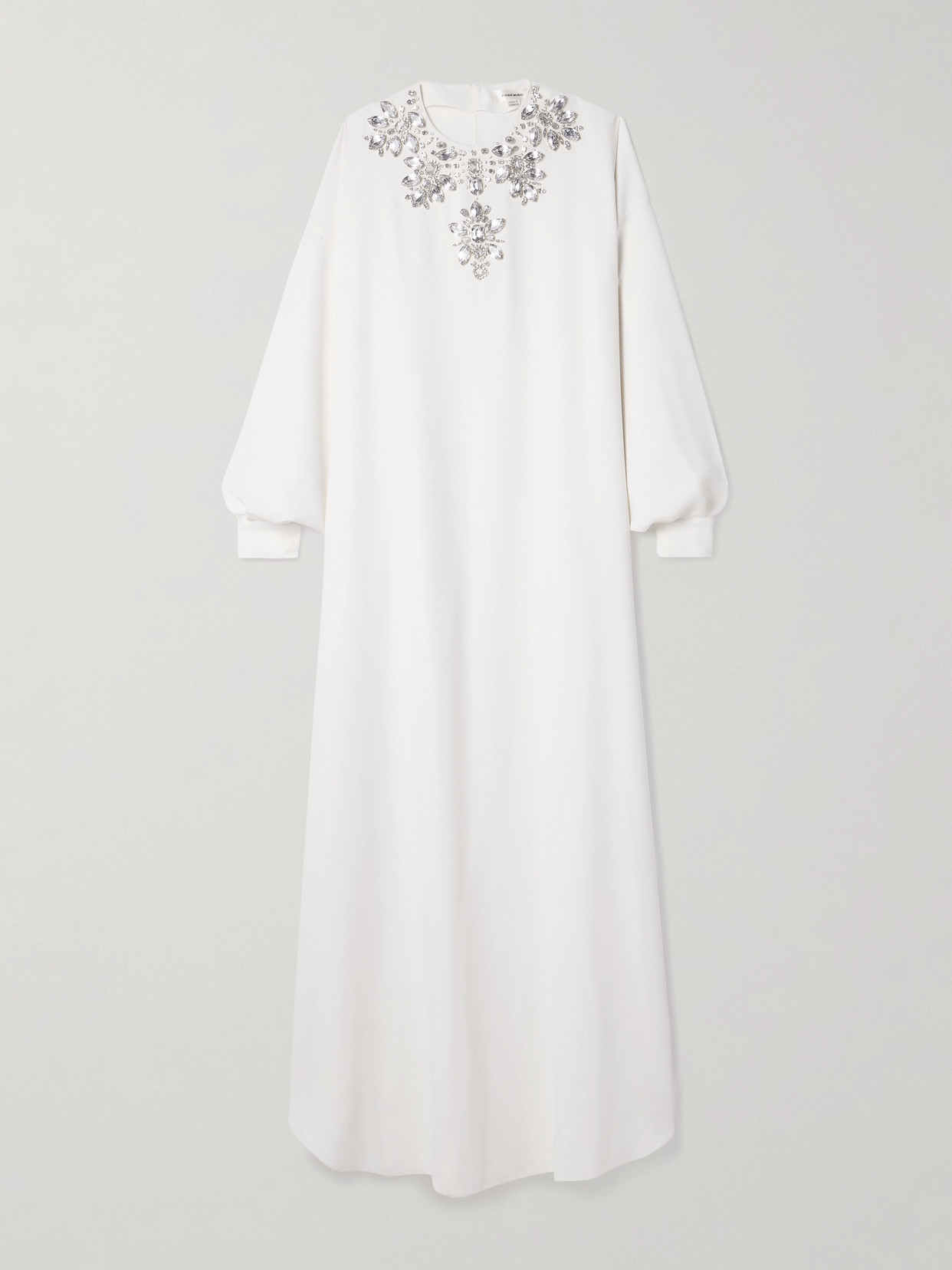 Zuhair Murad Draped Crystal-embellished Cady Gown In White