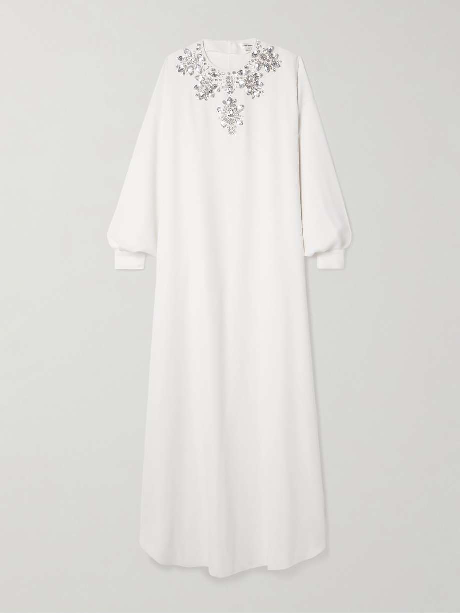 draped crystal-embellished cady gown