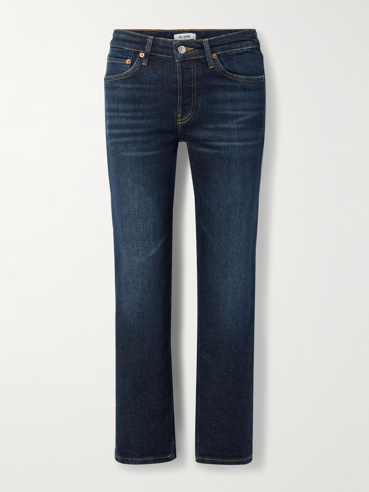 Re/done Cropped Mid-rise Straight-leg Jeans In Blue