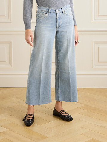 RE/DONE Frayed mid-rise wide-leg jeans