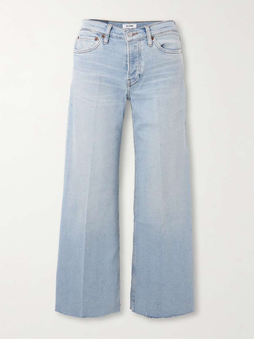 RE/DONE Frayed Mid-rise Wide-leg Jeans
