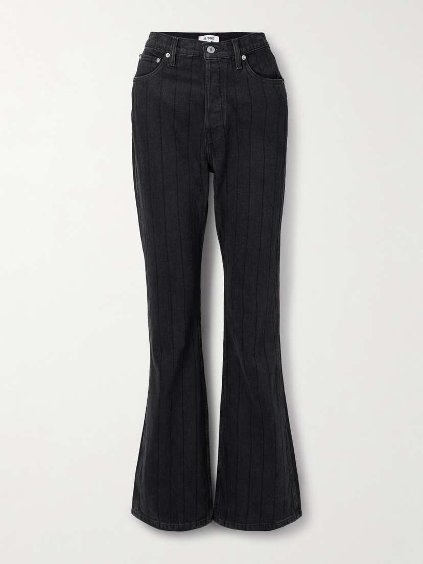 RE/DONE The Riding Jean Striped High-rise Flared Jeans