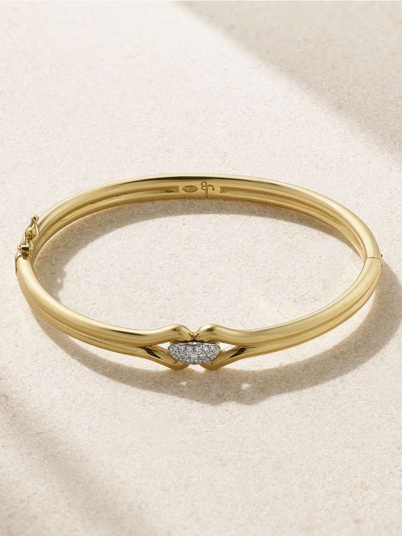 Jenna Blake Love Knot Mini 18-karat Gold Diamond Bangle