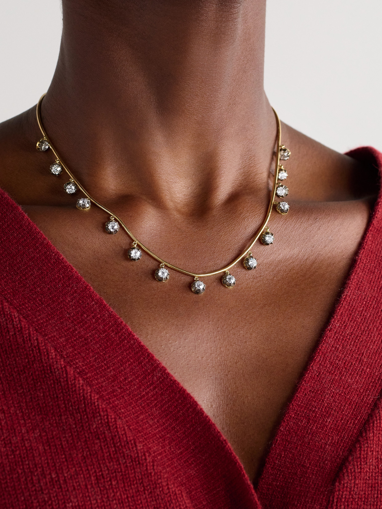 Jenna Blake Fringe 18-karat Gold, Rhodium-plated And Diamond Necklace In Gold