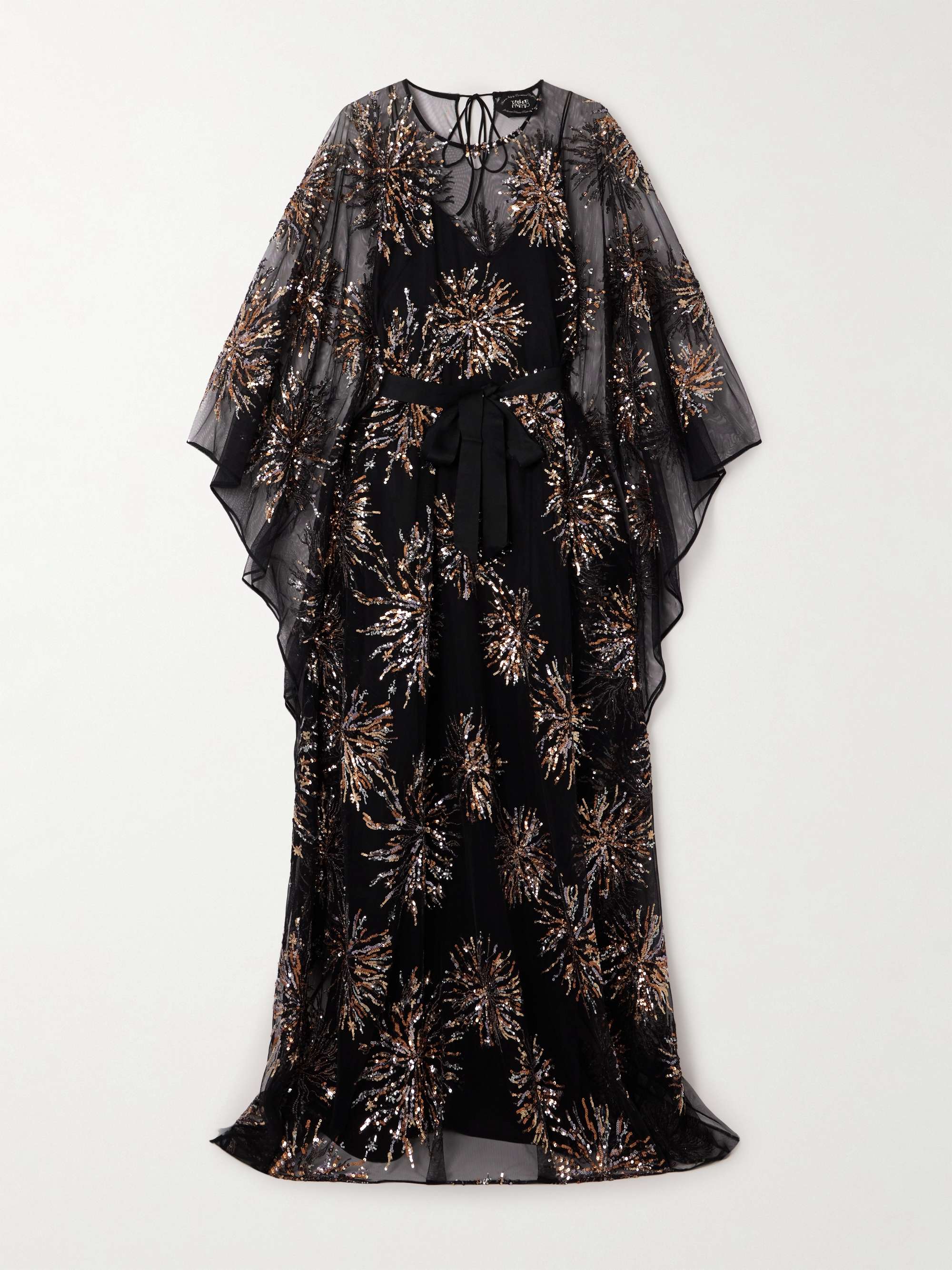 TALLER MARMO Gran Soleil belted sequin embellished tulle kaftan NET A PORTER