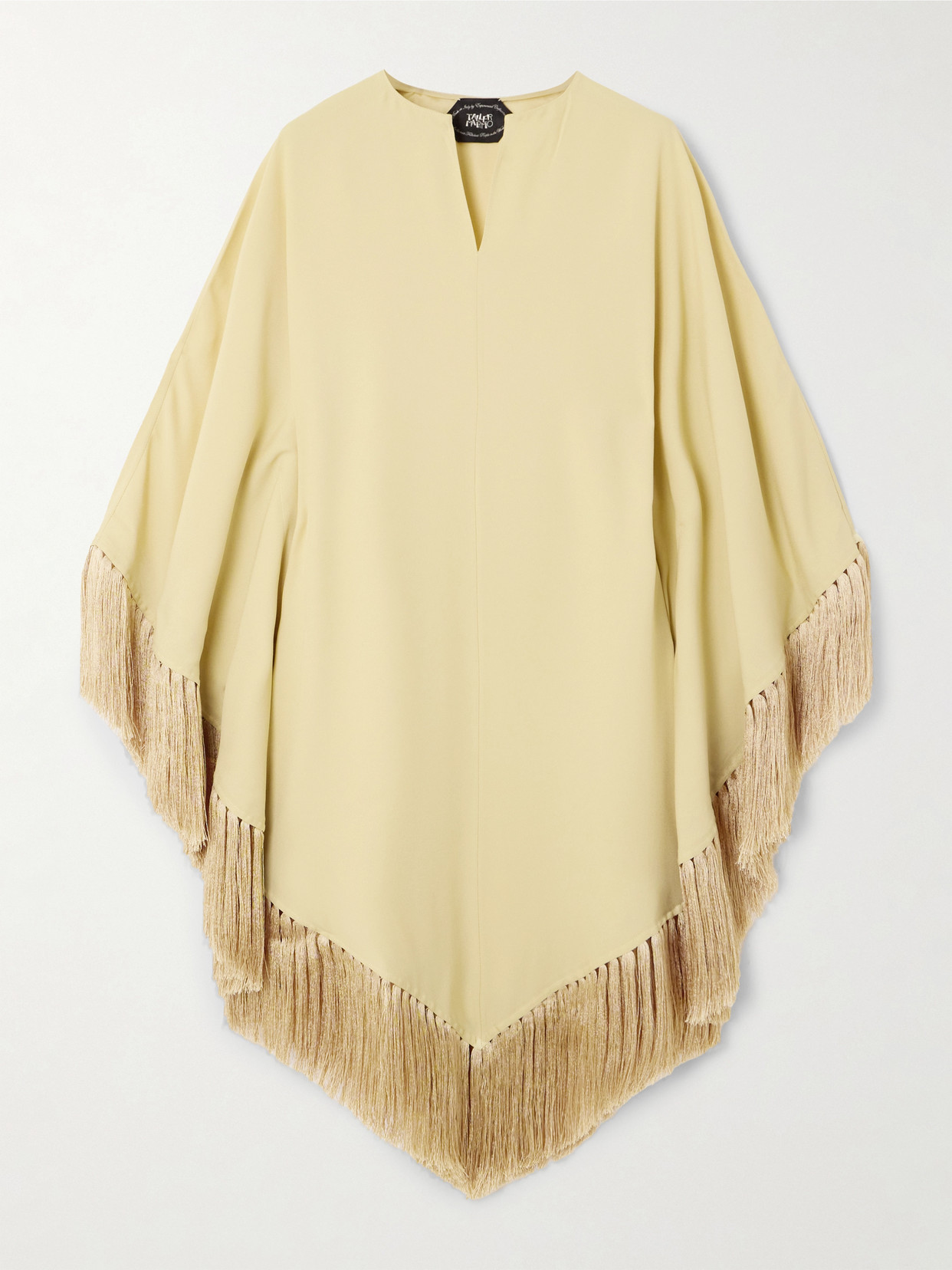 Taller Marmo Gloria Fringed Crepe Kaftan In Yellow