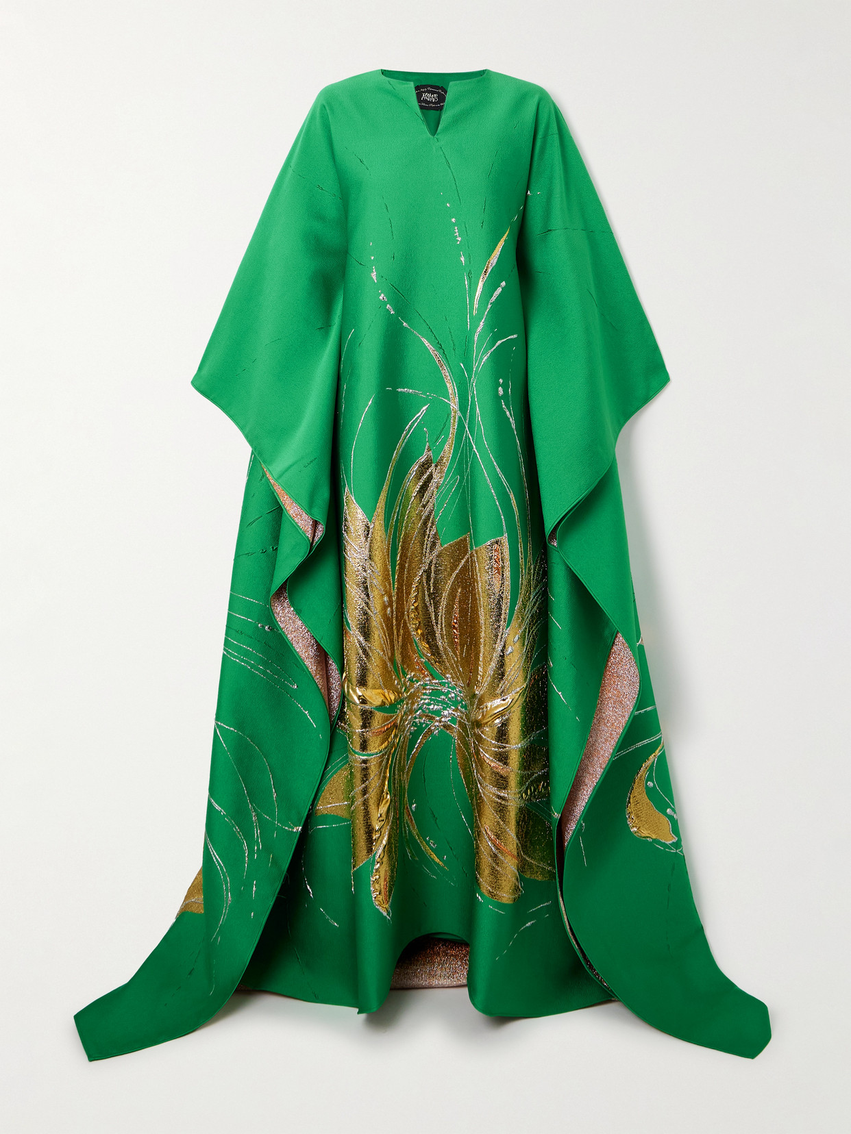 Taller Marmo Iman Metallic Jacquard Kaftan In Green