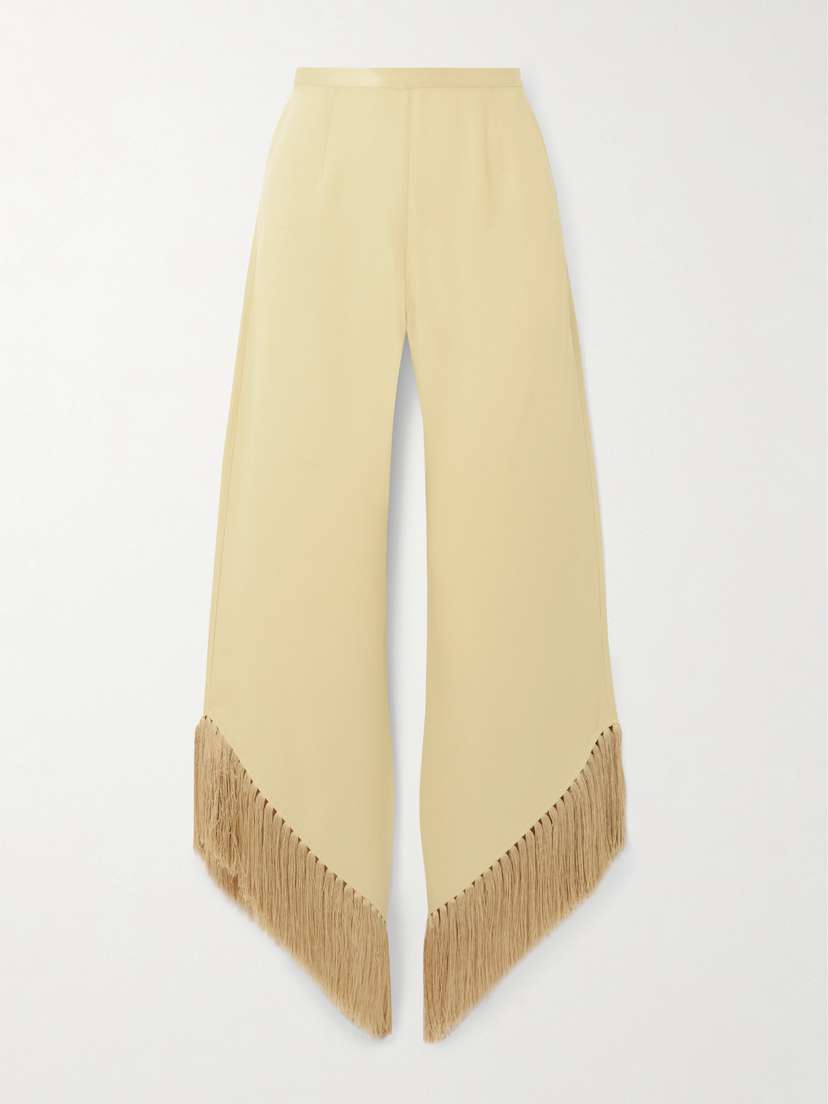 Taller Marmo Oaxaca Fringed Asymmetric Crepe Wide-leg Pants
