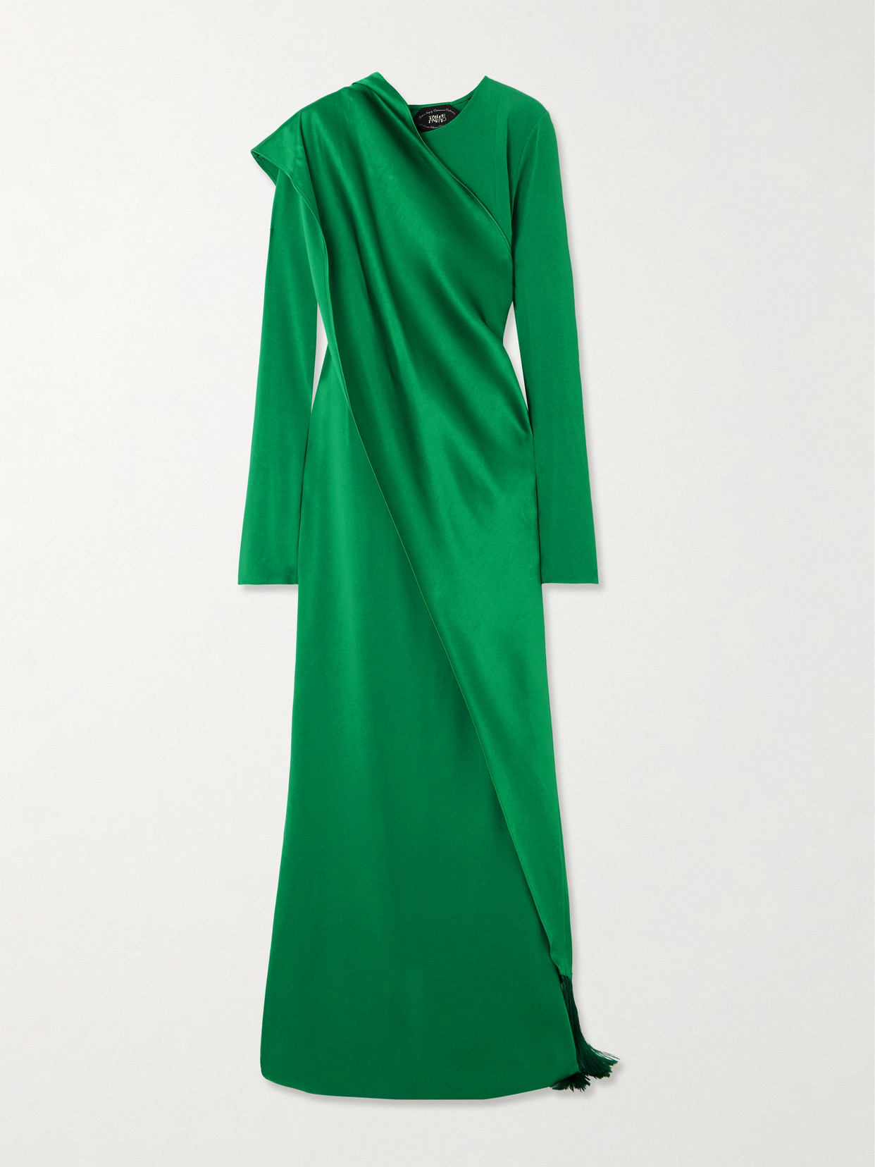 Taller Marmo Mounia Wrap-effect Fringed Crepe Gown In Green
