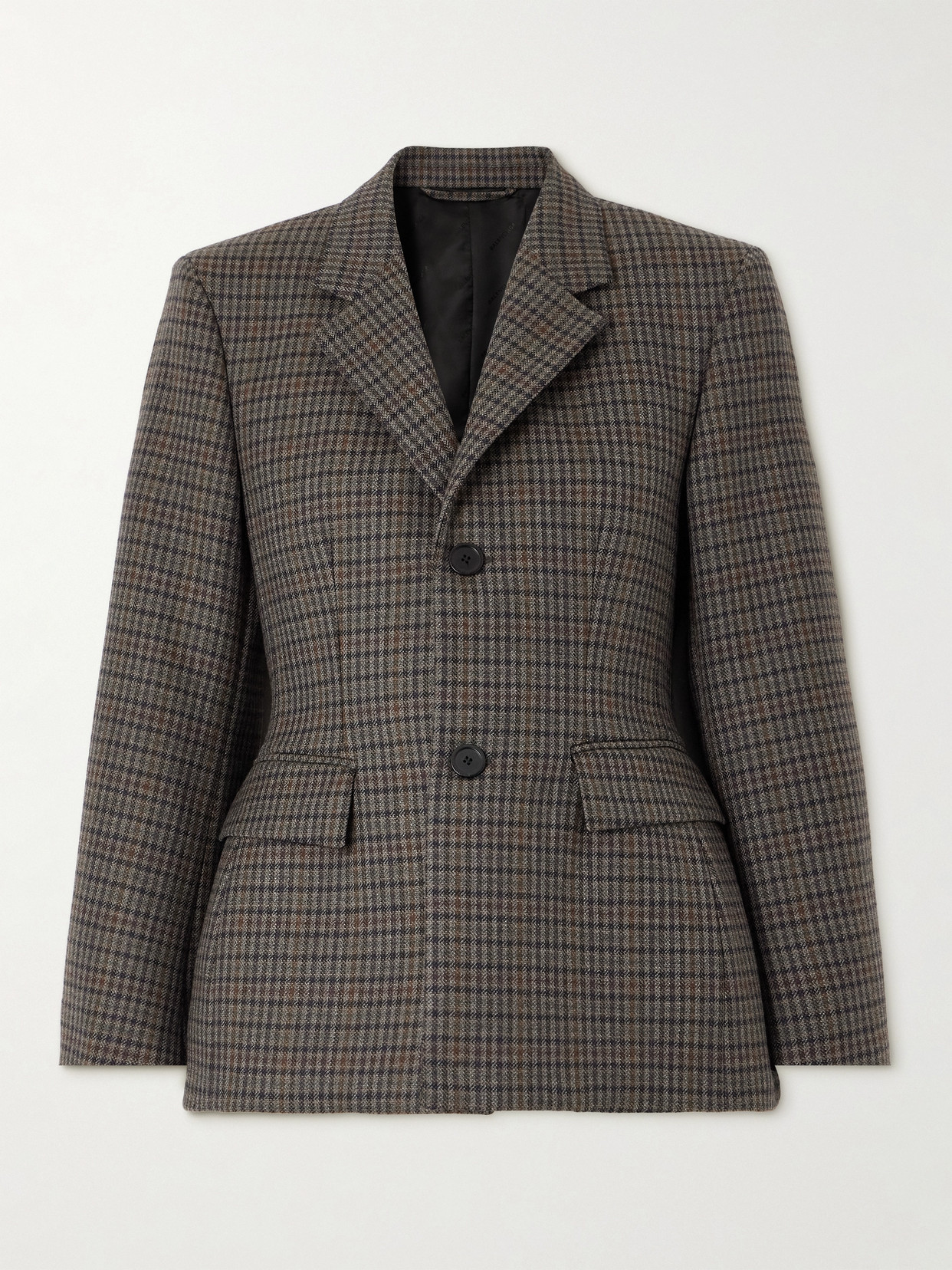 Balenciaga - Checked Padded Wool Blazer - Gray