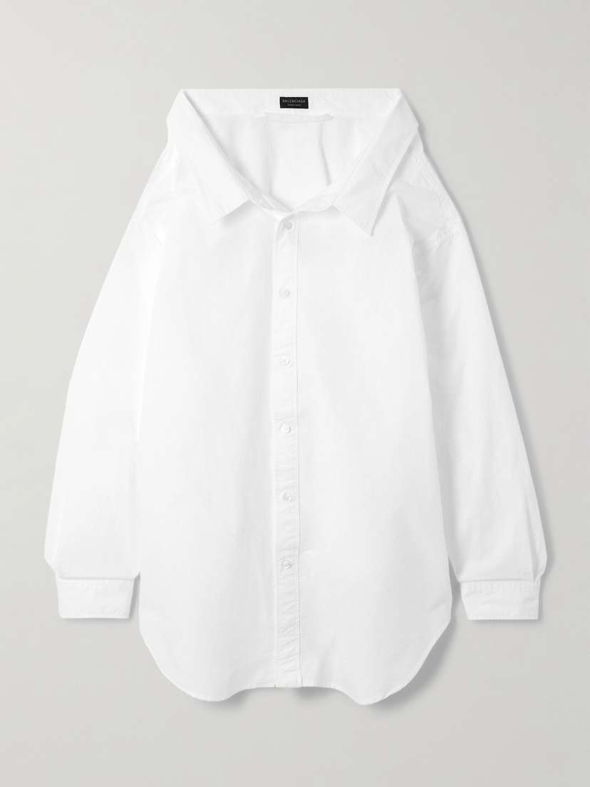 Balenciaga Oversized Off-the-shoulder Cotton-poplin Shirt