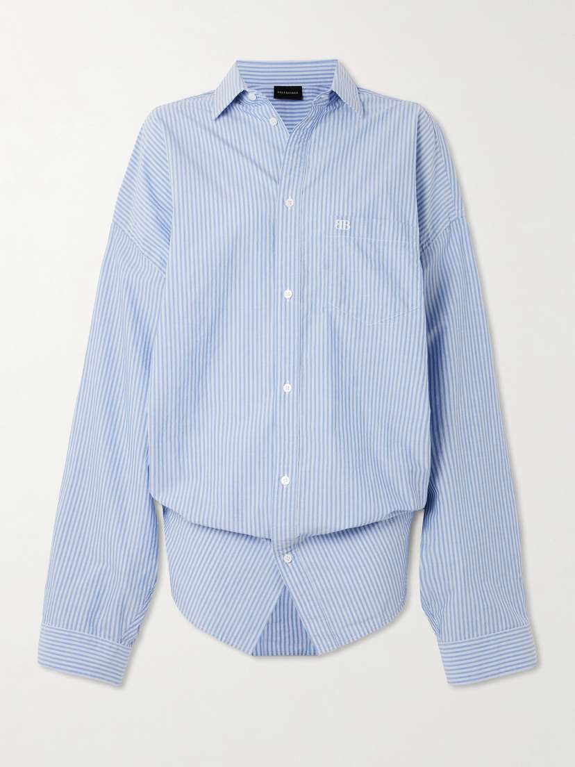 Balenciaga Oversized Knotted Striped Cotton Shirt