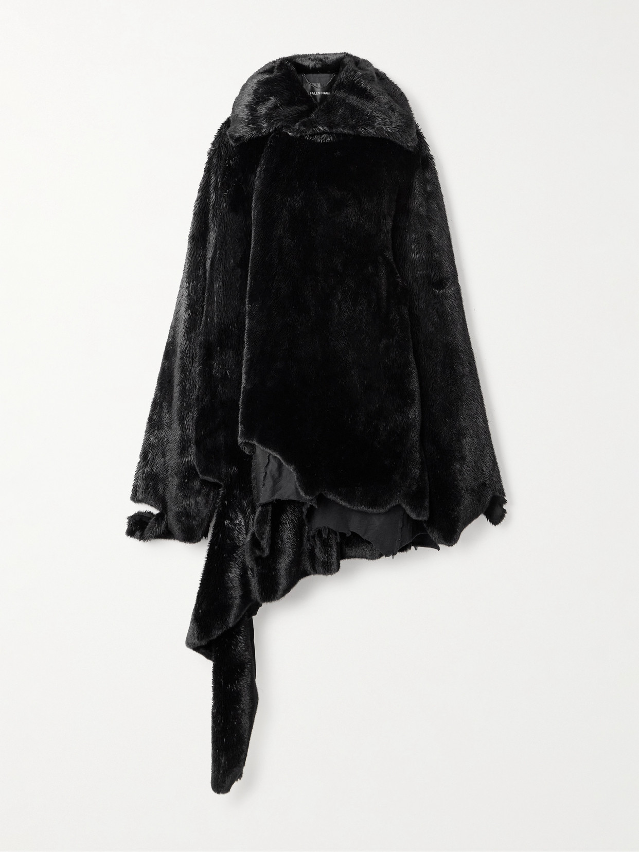 Balenciaga - Asymmetric Faux Fur Coat - Black