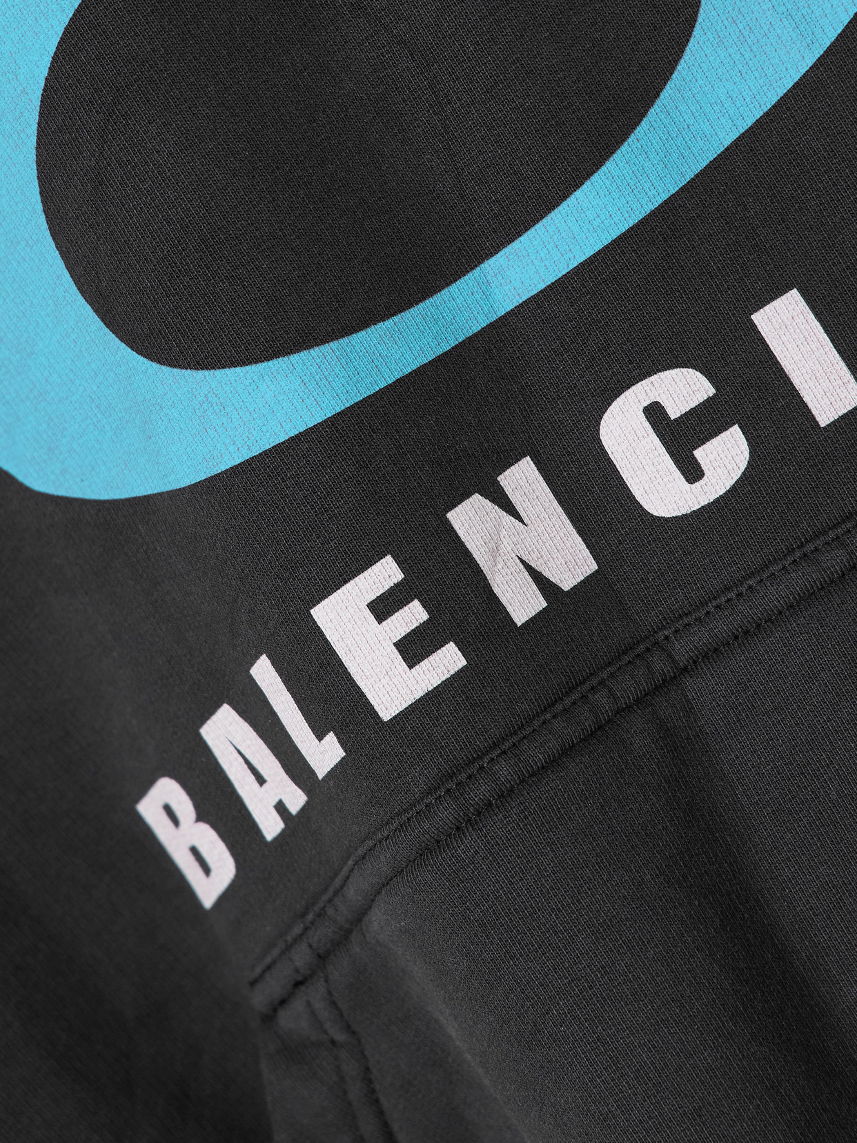Shop Balenciaga Oversized Cropped Distressed Printed Cotton-jersey Hoodie In Black
