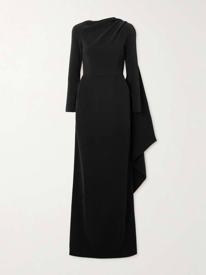 Balenciaga Cape-effect Open-back Crepe Gown