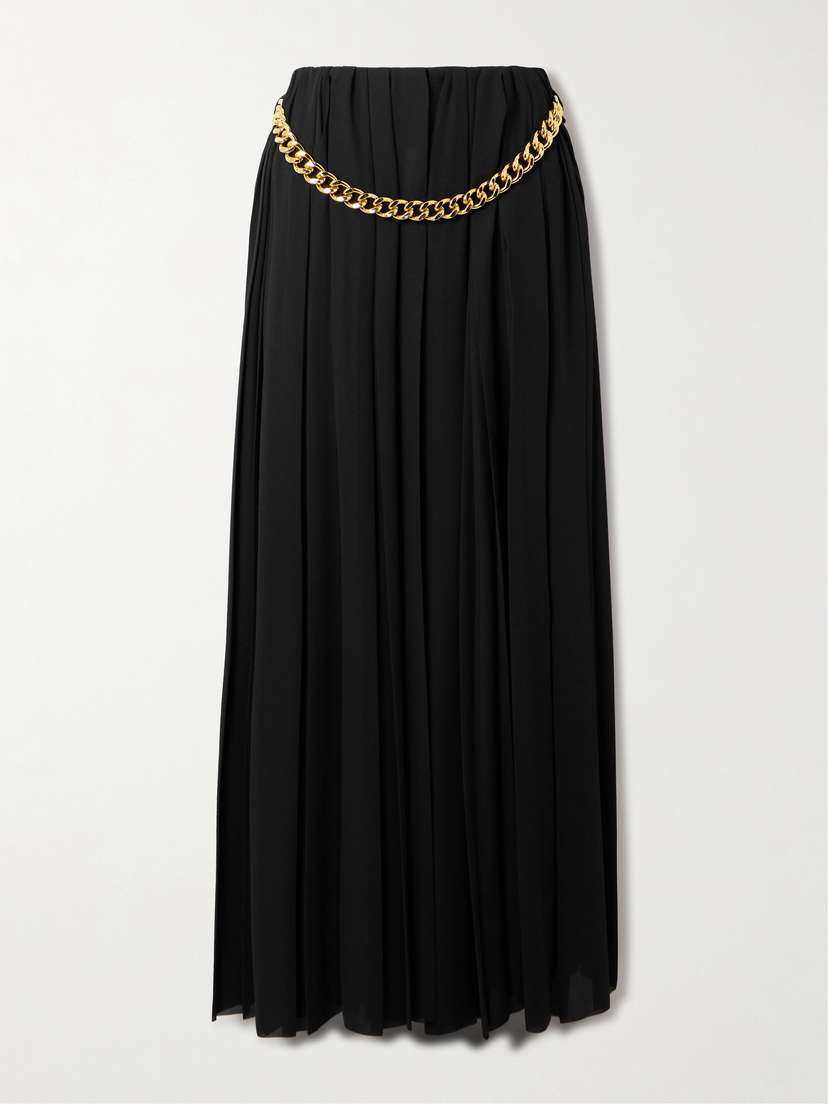 Balenciaga Chain-embellished Pleated Crepe Maxi Skirt