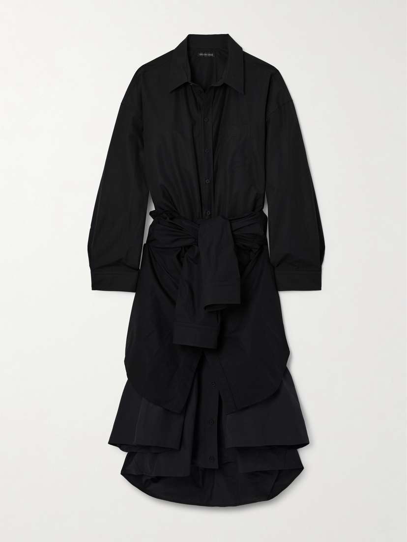 Balenciaga Oversized Belted Layered Cotton-poplin Midi Shirt Dress