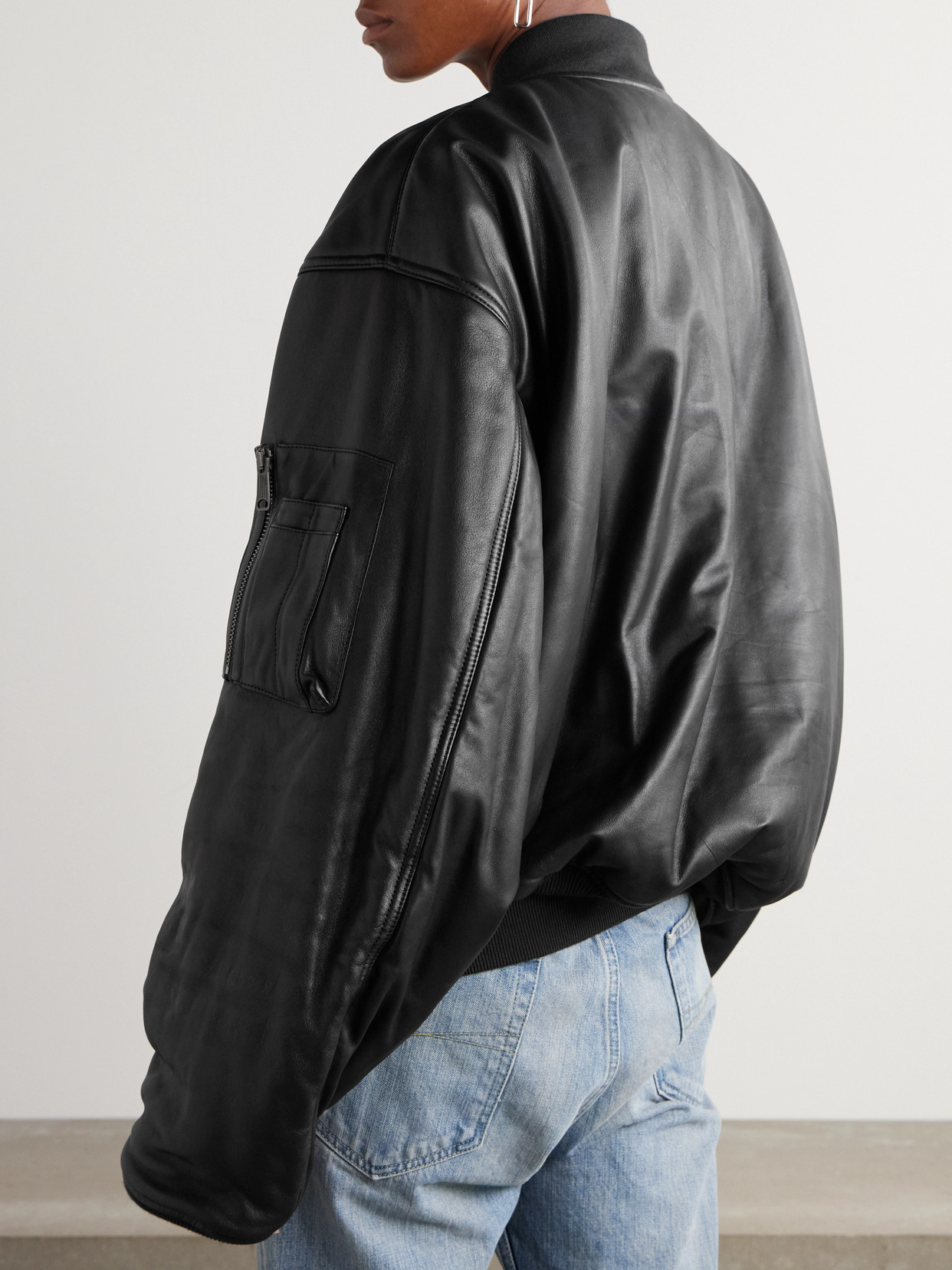 Oversized Leather Bomber Jacket