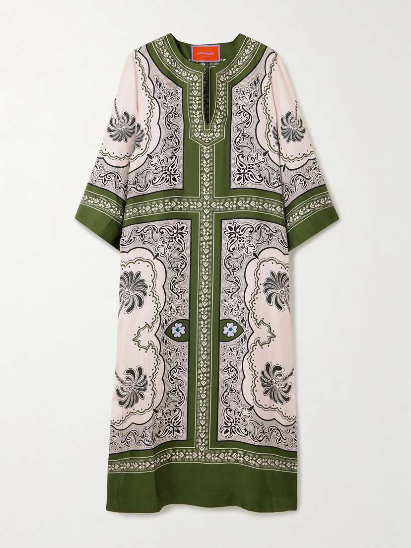 La DoubleJ Printed Silk-satin Twill Kaftan