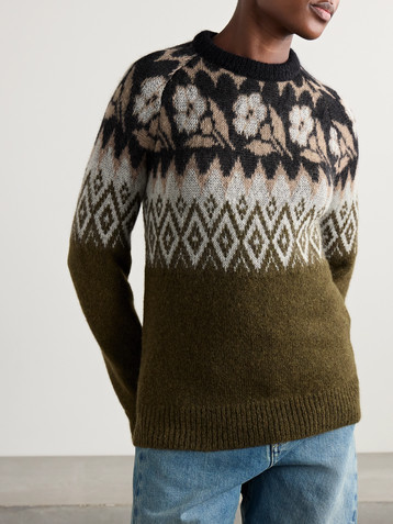 La DoubleJ Slope brushed jacquard-knit sweater