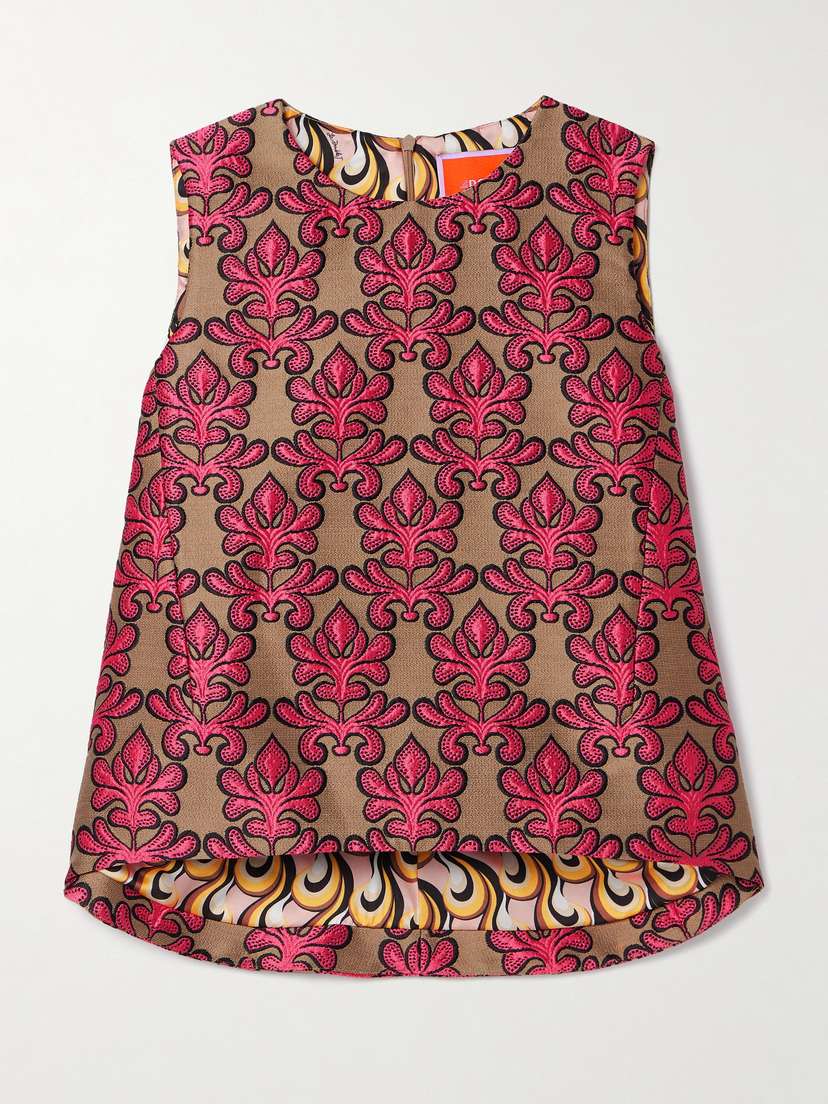 La DoubleJ La Scala Asymmetric Cotton-blend Jacquard Top