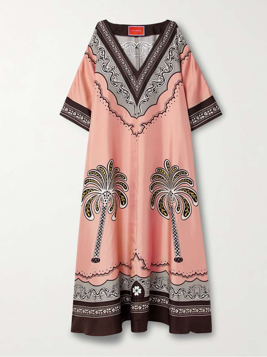 muumuu oversized printed silk-twill maxi dress