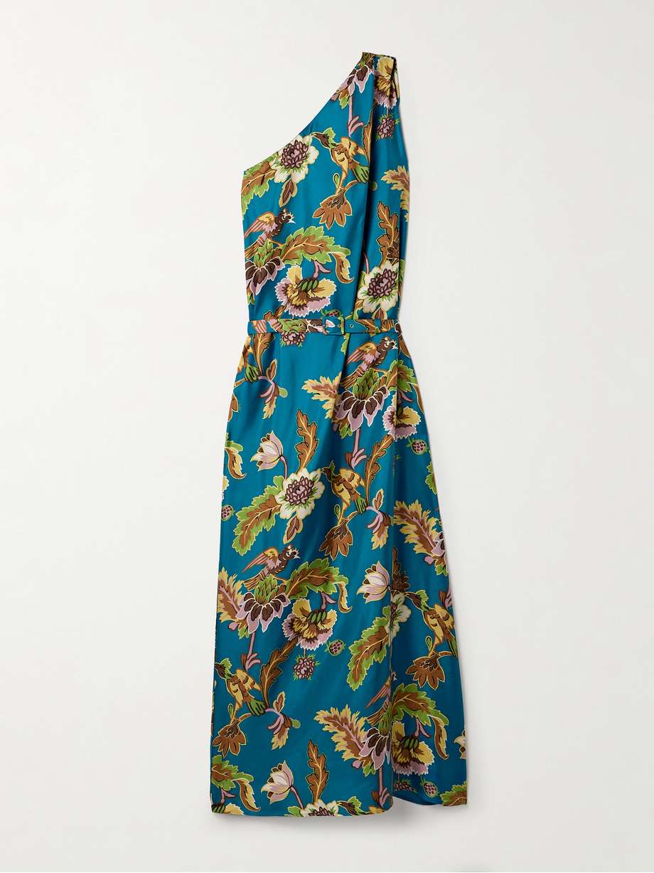 roy one-shoulder printed silk-twill maxi dress