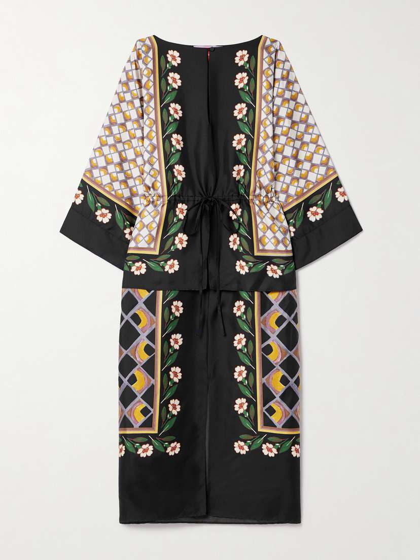 La DoubleJ Apericena Printed Silk-twill Midi Dress