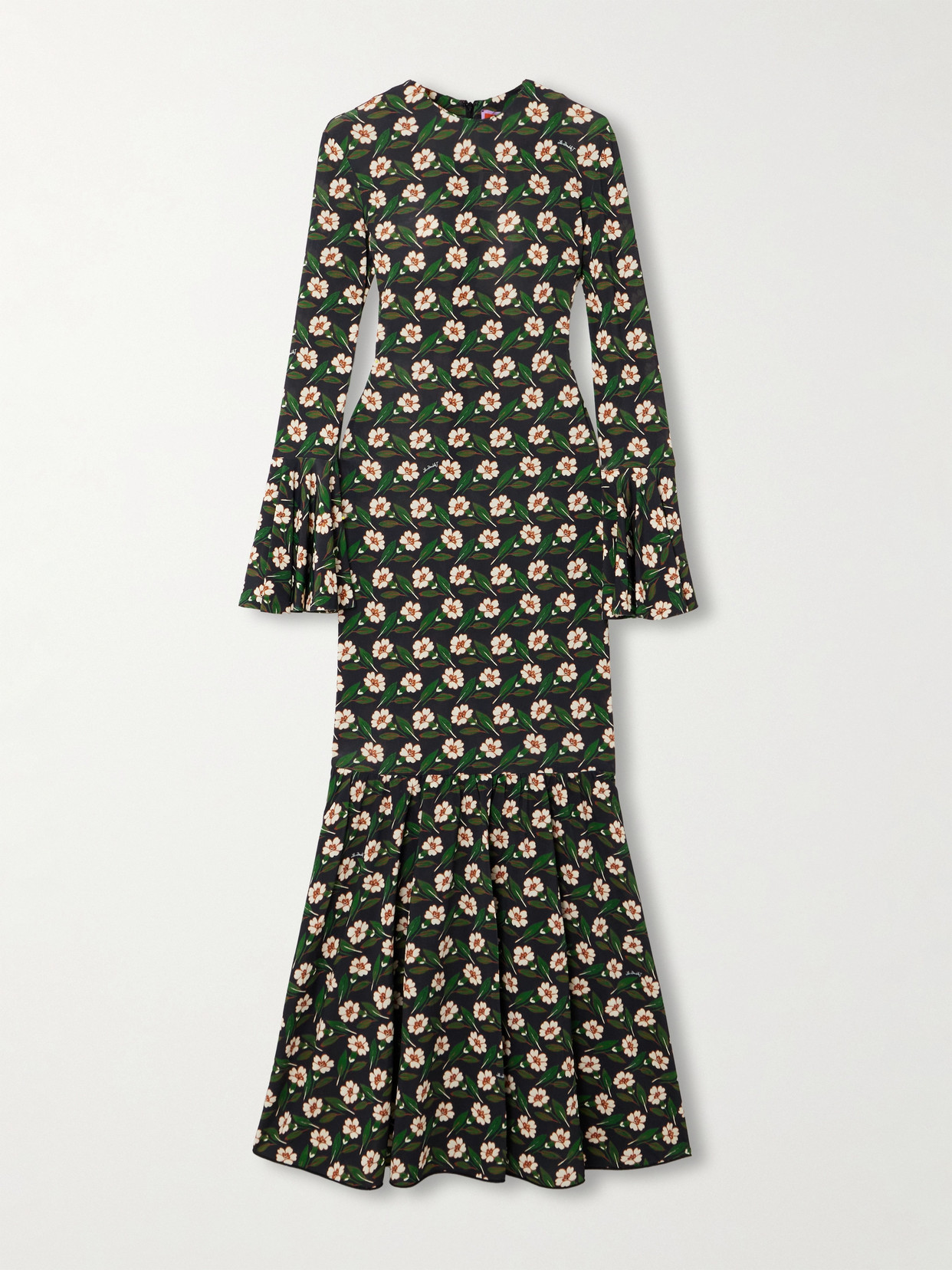 La Doublej Alba Floral-print Stretch-jersey Maxi Dress In Black