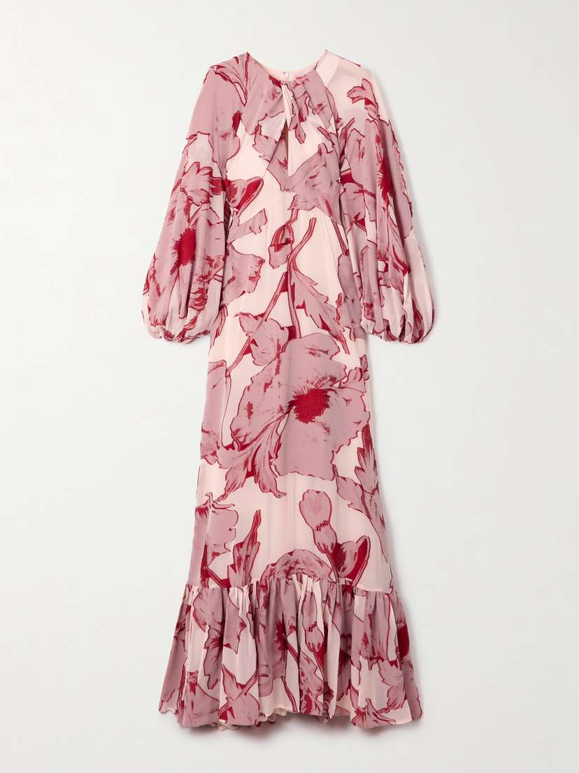 La DoubleJ Printed Silk-blend Chiffon Maxi Dress
