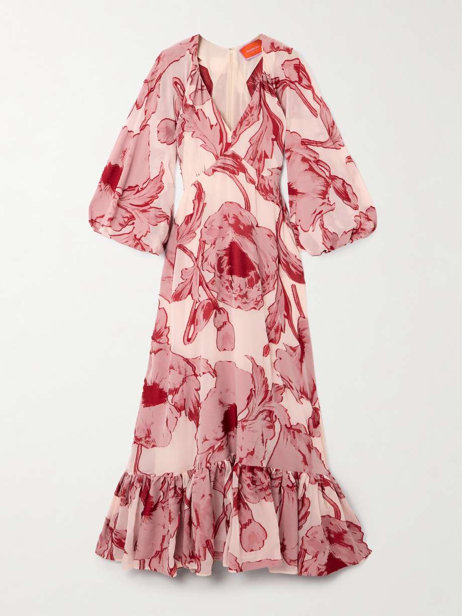 printed silk-blend chiffon maxi dress