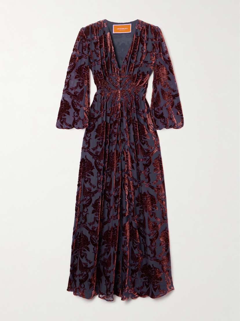 La DoubleJ Camerino Devoré-velvet Maxi Dress