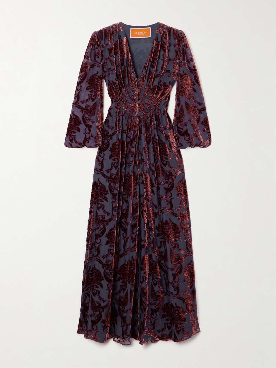 camerino devoré-velvet maxi dress