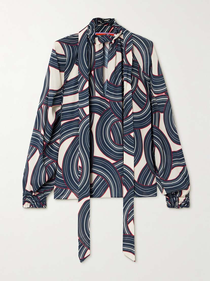 La DoubleJ Cerere Tie-detailed Printed Crepe Blouse
