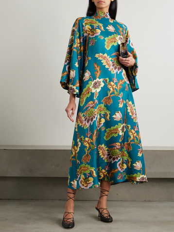 La DoubleJ Icon Magnifico floral-print silk-twill midi dress