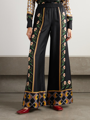 La DoubleJ Icon Palazzo printed silk-twill wide-leg pants
