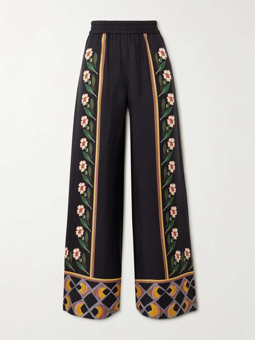 La DoubleJ Icon Palazzo Printed Silk-twill Wide-leg Pants