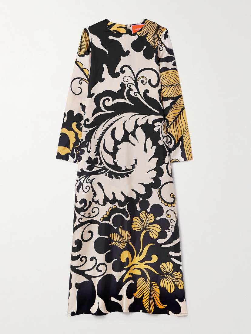 La DoubleJ Swing Printed Silk-twill Midi Dress