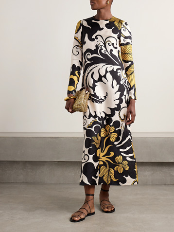 La DoubleJ Swing printed silk-twill midi dress