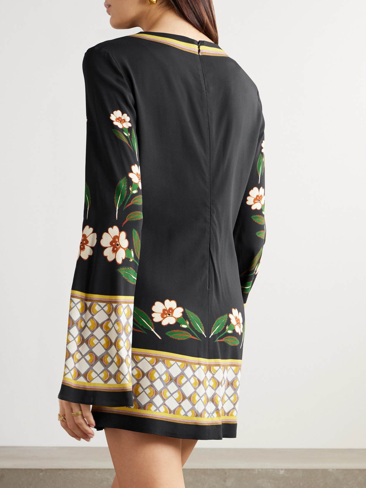 La Doublej La Double J Mini Supreme Swing Printed Mini Dress In Black