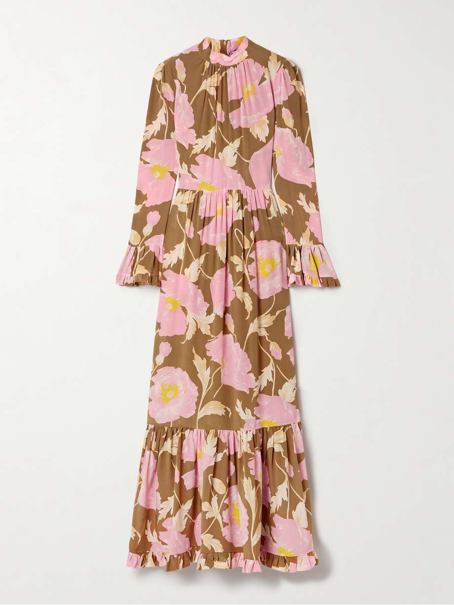 visconti tiered ruffled floral-print silk crepe de chine maxi dress