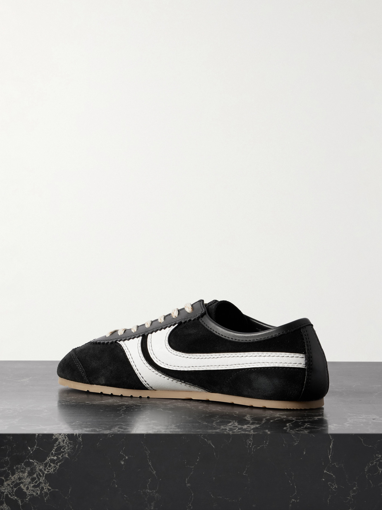 DRIES VAN NOTEN LEATHER-TRIMMED SUEDE SNEAKERS 