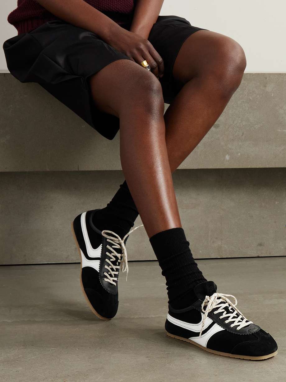 DRIES VAN NOTEN Leather-trimmed suede sneakers