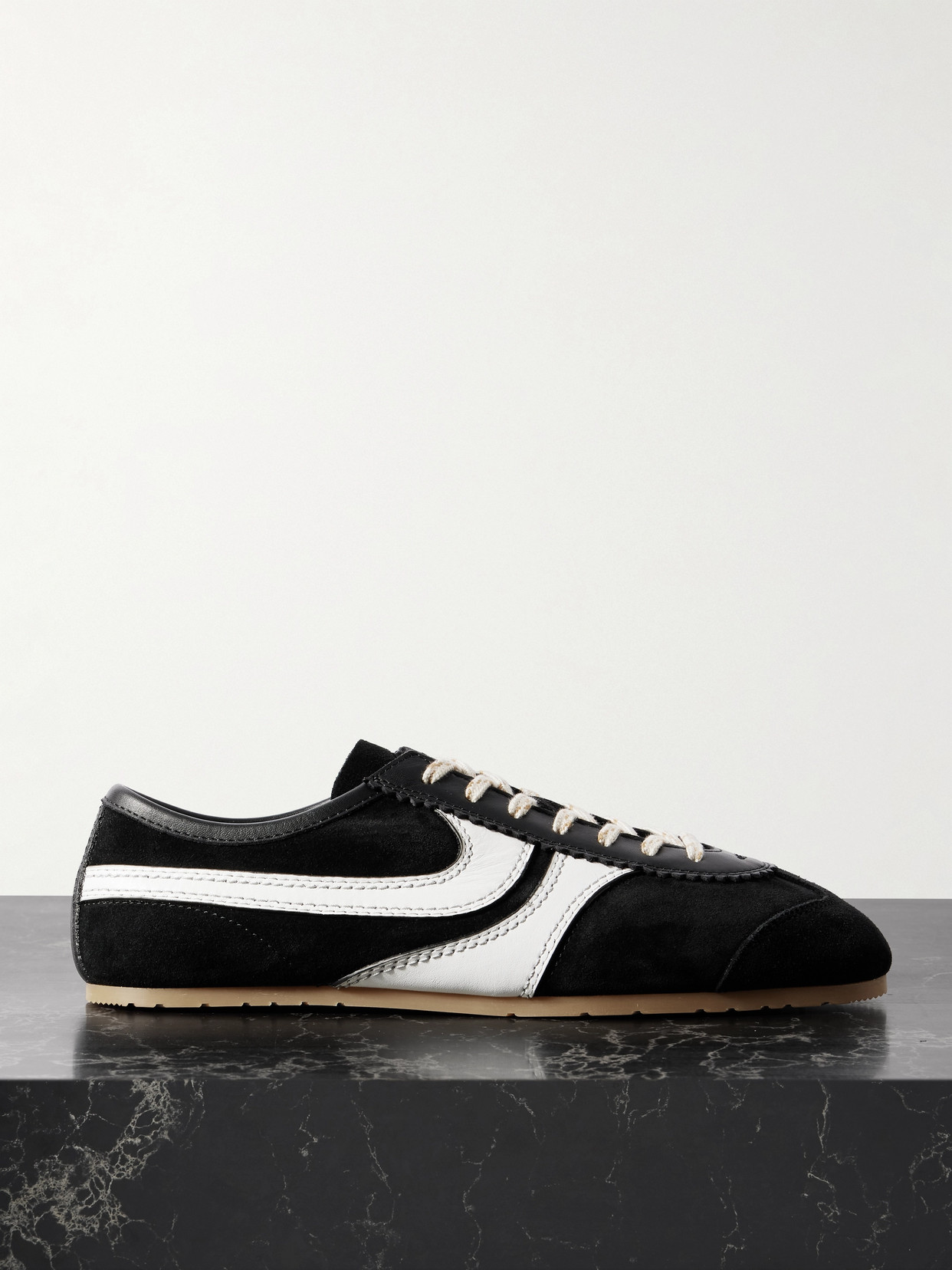 DRIES VAN NOTEN LEATHER-TRIMMED SUEDE SNEAKERS 